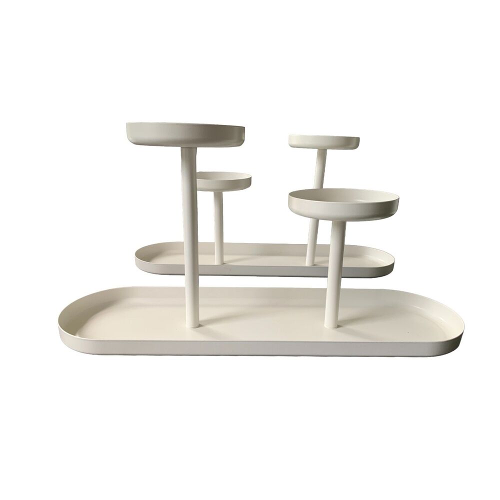 IKEA CHILISTRÅN 604.922.45 White Metal Tiered Indoor Plant Stands Set of 2